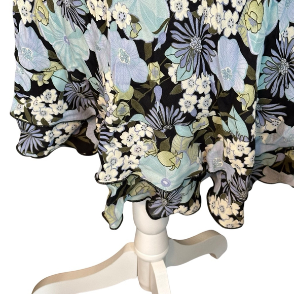 Y2K ruffle hem slip dress blue floral Twyla Blu - Picture 4 of 5